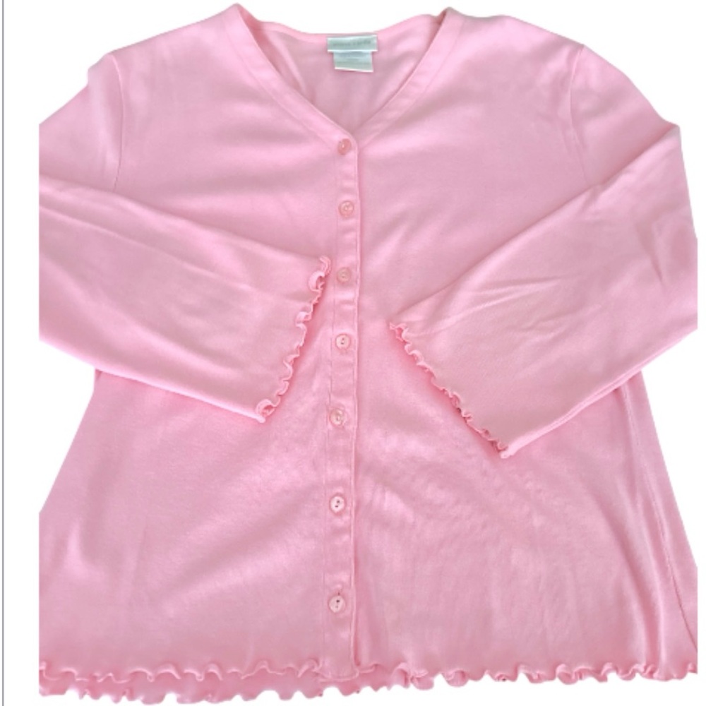 Pierre Cardin Vintage Rare  Pink Knit Button From Cardigan Sweater Ruffles